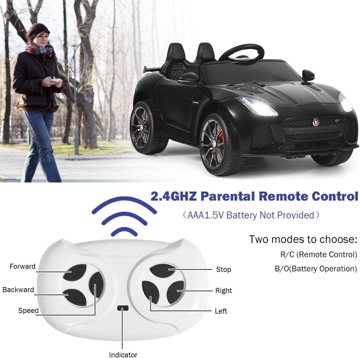 Buу 1 gеt 1 🔥 HONEY JOY Kids Ride On Car, Jaguar F-Type 12V Battery Powered Motorized Vehicle w/Remote Control, Spring Suspension, Double Doors, Lights, Rechargeable Ride On Toys for Toddler Boys Girls (Black)