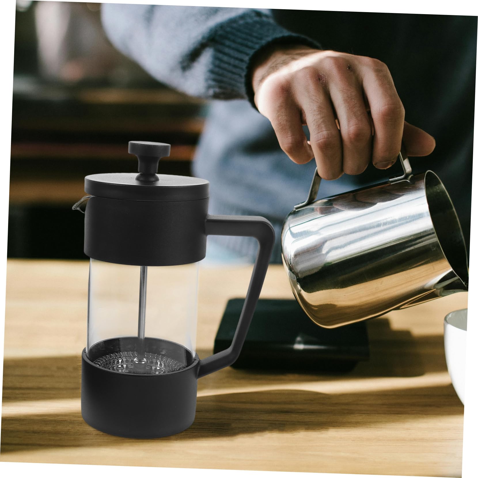 Cafetera de Vidrio Borosilicato Filtro Prensa Francesa para Café Frío para Casa y Camping Elegante y Funcional