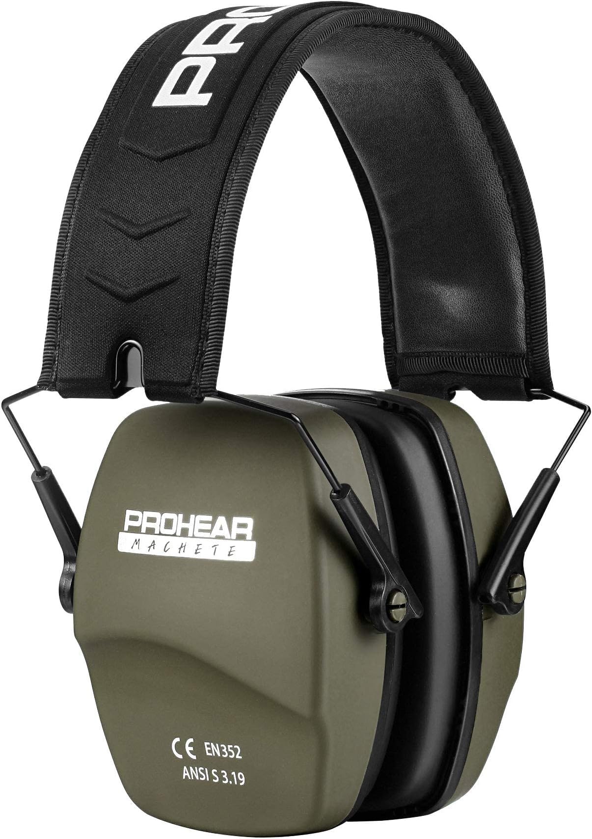 PROHEAR 016 Ear Protection Safety Earmuffs for Shooting, NRR 26dB Noise Reduction Slim Passive Hearing Protector with Low-Profile Earcups, Compact Foldable Ear Defenders for Gun Range, Hunting (Green)