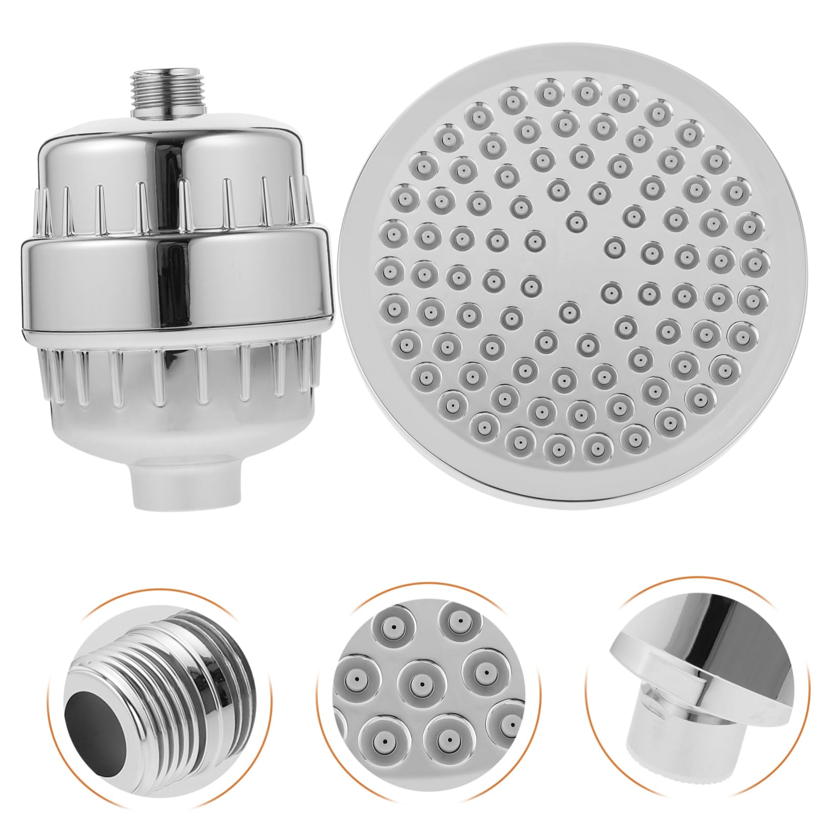TOPBATHY Filtro de Ducha Sistema Anti Deformación para Agua Dura 15 Niveles de Filtración, Cabezal Rotativo de 6 Pulgadas en Abs y Algodón para Baño