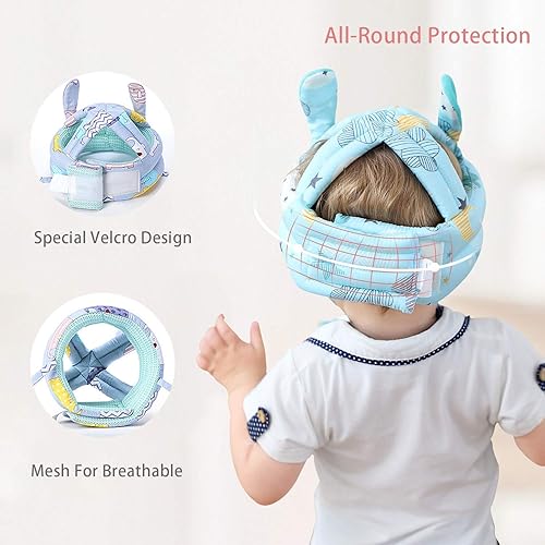 Miniatura 5 de Bonito casco de seguridad para bebé, antigolpes, cojín para la cabeza anticolisión, suave y transpirable, para niños, protección anticaídas, para