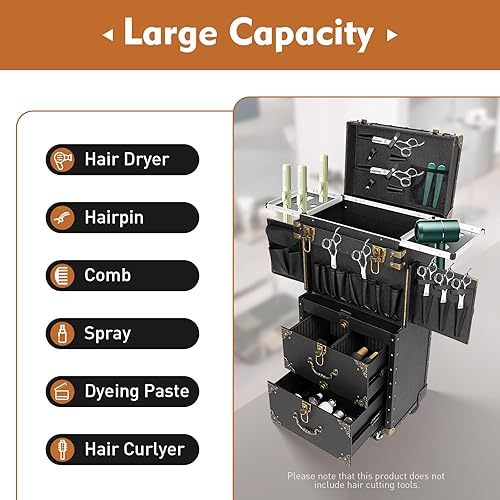 Miniatura 2 de Caja de herramientas con cierre para salón de belleza, caja de tren de maquillaje, maleta con soporte para secador de pelo, caja de herramientas de