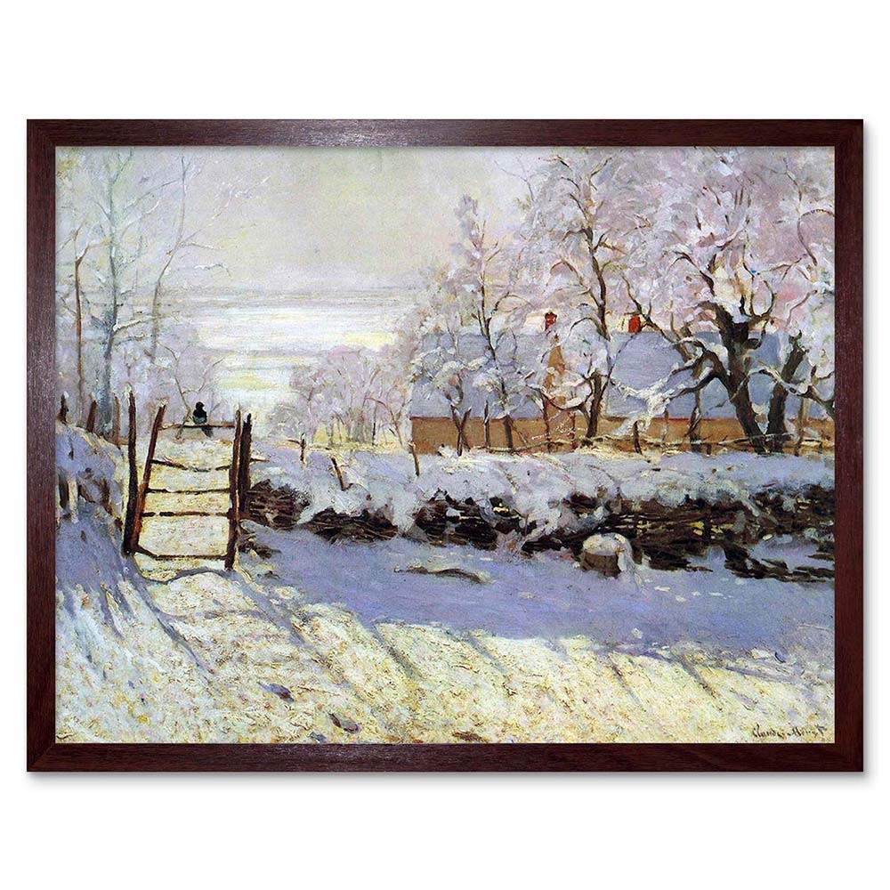 Wee Blue Coo Claude Monet Magpie Old Master Painting Art Print Framed Poster Wall Decor 12X16 Inch