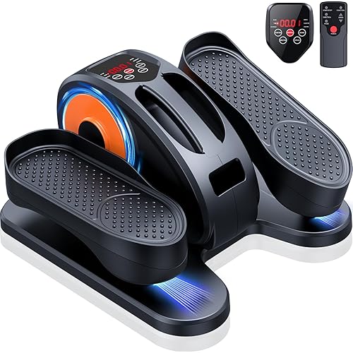 Under Desk Elliptical Machine, Electric Elliptical Leg Exerciser for Seniors Fully Assembled, Quiet & Portable Electric Seated Pedal Exerciser with Remote Control & 12 Adjustable Speeds