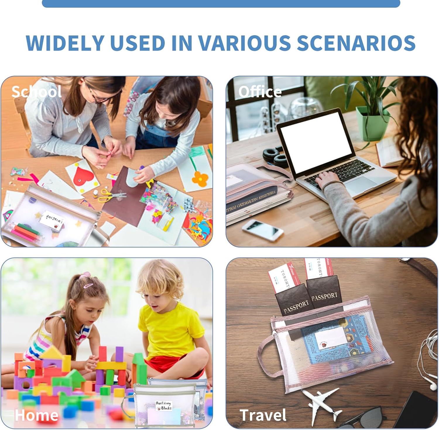 10-Pack Mesh Zipper Organizer Pouches – Double-Layer A4 Storage Bags for Toys, Puzzles, School Supplies, Travel, Home Organization. - Image 6