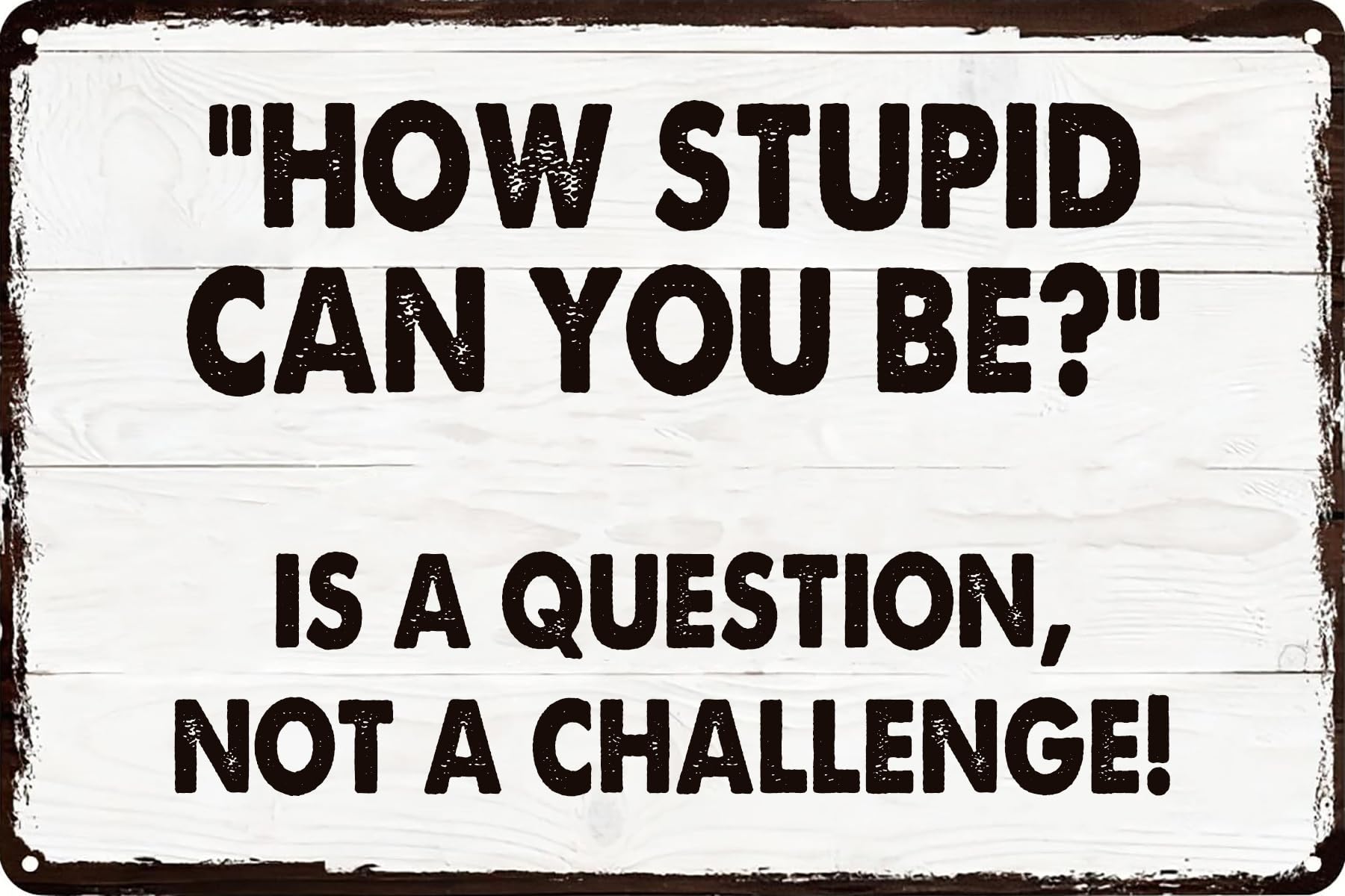 Yelacaay Metalsigna1503 How Stupid Can You Be Is A Question Not A Challenge Retro Decor Signs Wall Decorations Wall Art Poster Plaques Metal Sign Plaque Poster 8X12 Inch