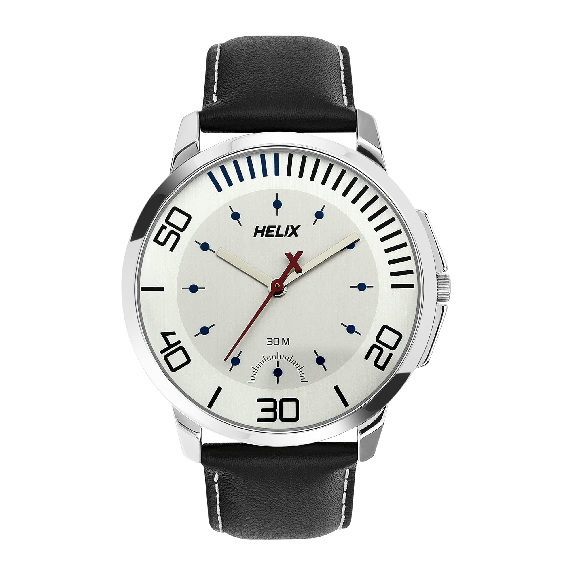 Helix by Timex Silver Round Analog Watches for Men | Quartz Movement Leather Strap Men Watches | Upto 30 m Water Resistance with Buckle Closure | Gift for Men TW027HG05 (B01N774Q3V) Amazon Price History, Amazon Price Tracker