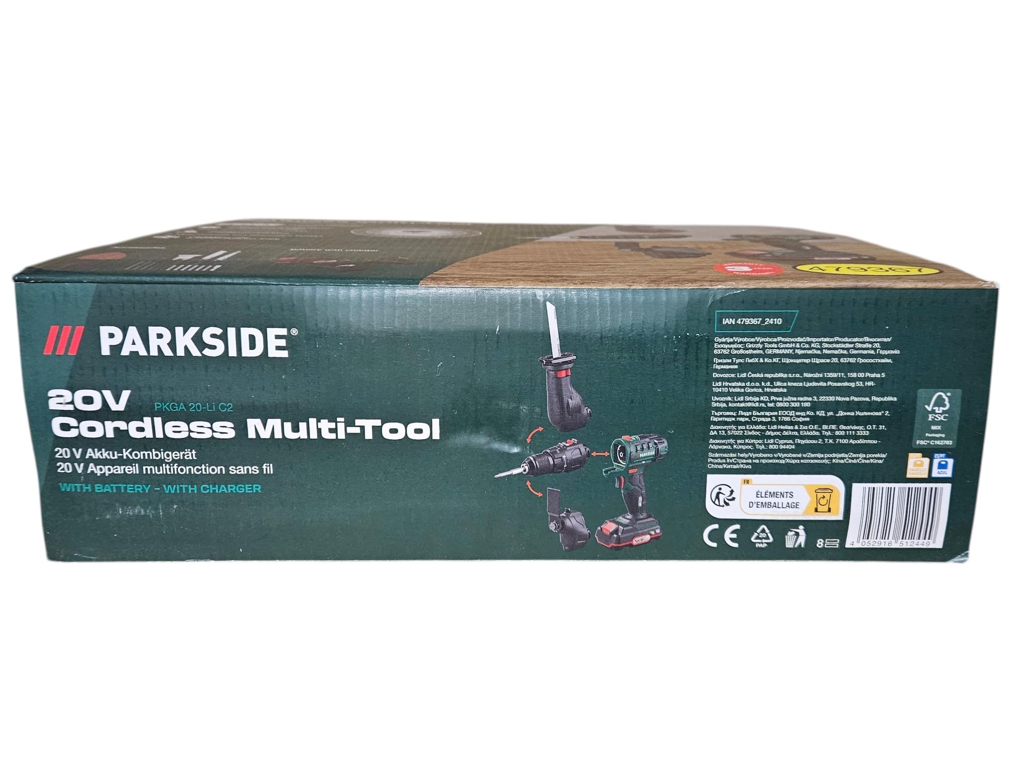 Parkside Strumento combinato multifunzione 4 in 1 da 20 V, senza fili, unità nuda, trapano, levigatrice multipla, sega a sciabola, strumento oscillante per cambiare rapidamente e facilmente gli