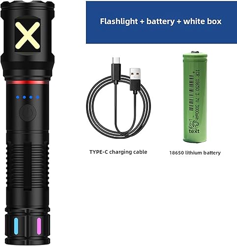 Miniatura 3 de Linternas recargables superbrillantes de 1600000 lúmenes altos, linterna LED táctica impermeable alimentada por batería con 5 modos de carga rápida