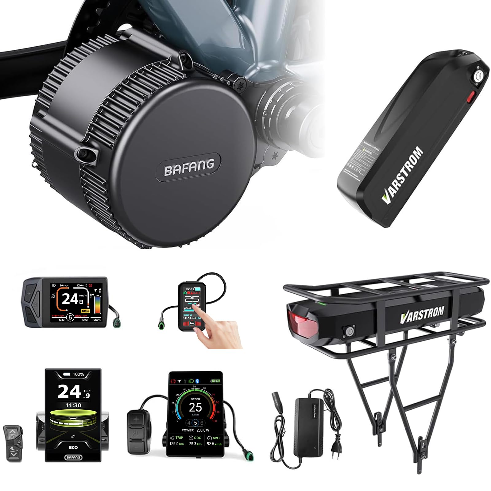 BAFANG Mittelmotor 750W 1000W 500W 250W BBS02B G340 Motor mit Optionale Batterie optionalem E-Bike Display Custom E-Bike Umbausätze für BB68mm BB100mm BB120mm Mountainbike Rennrad Pendlerrad