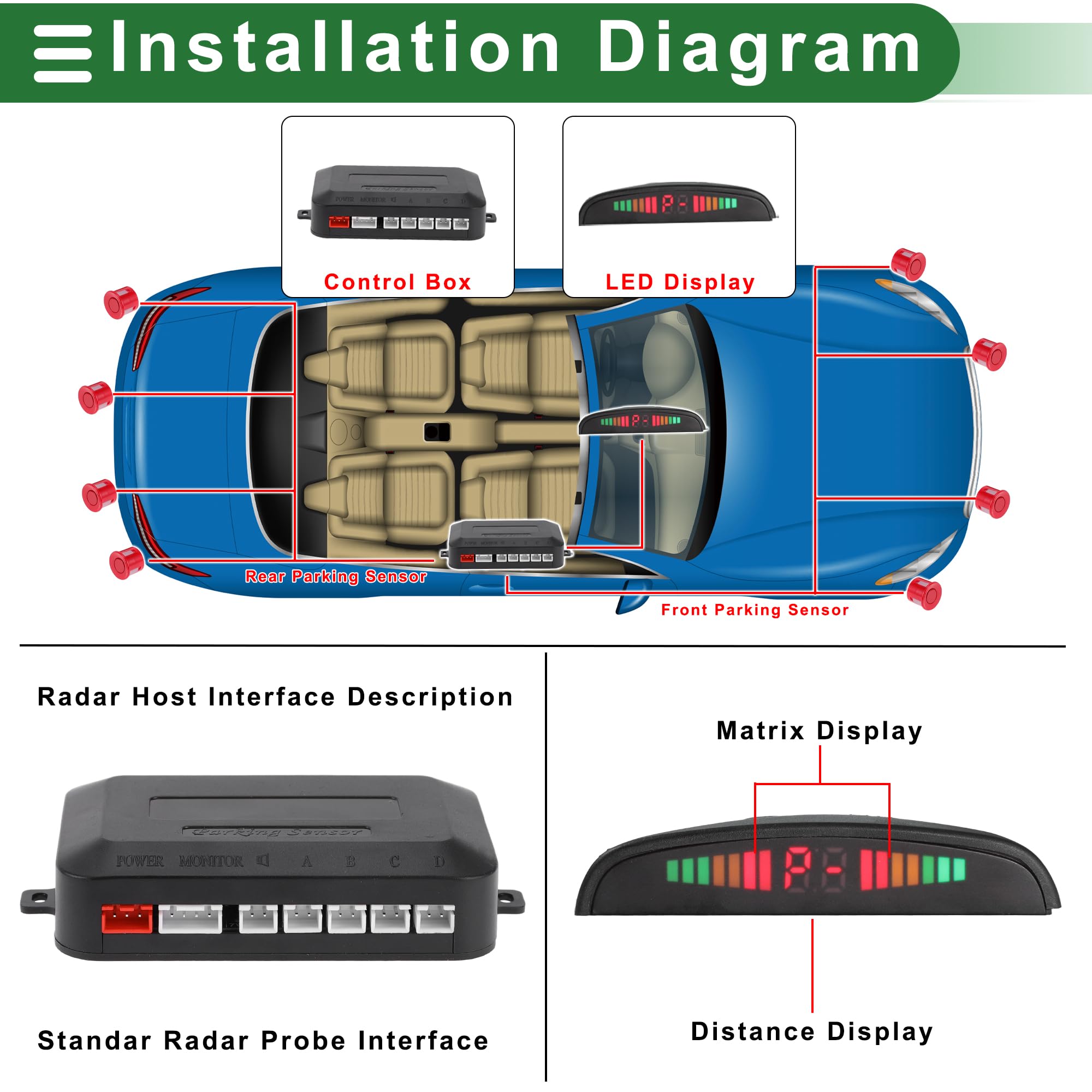 Preco Reverse Radar Reversing Sensor Kit Kabalo 4 Sensor Parking Aid – Rear Reverse Radar ...