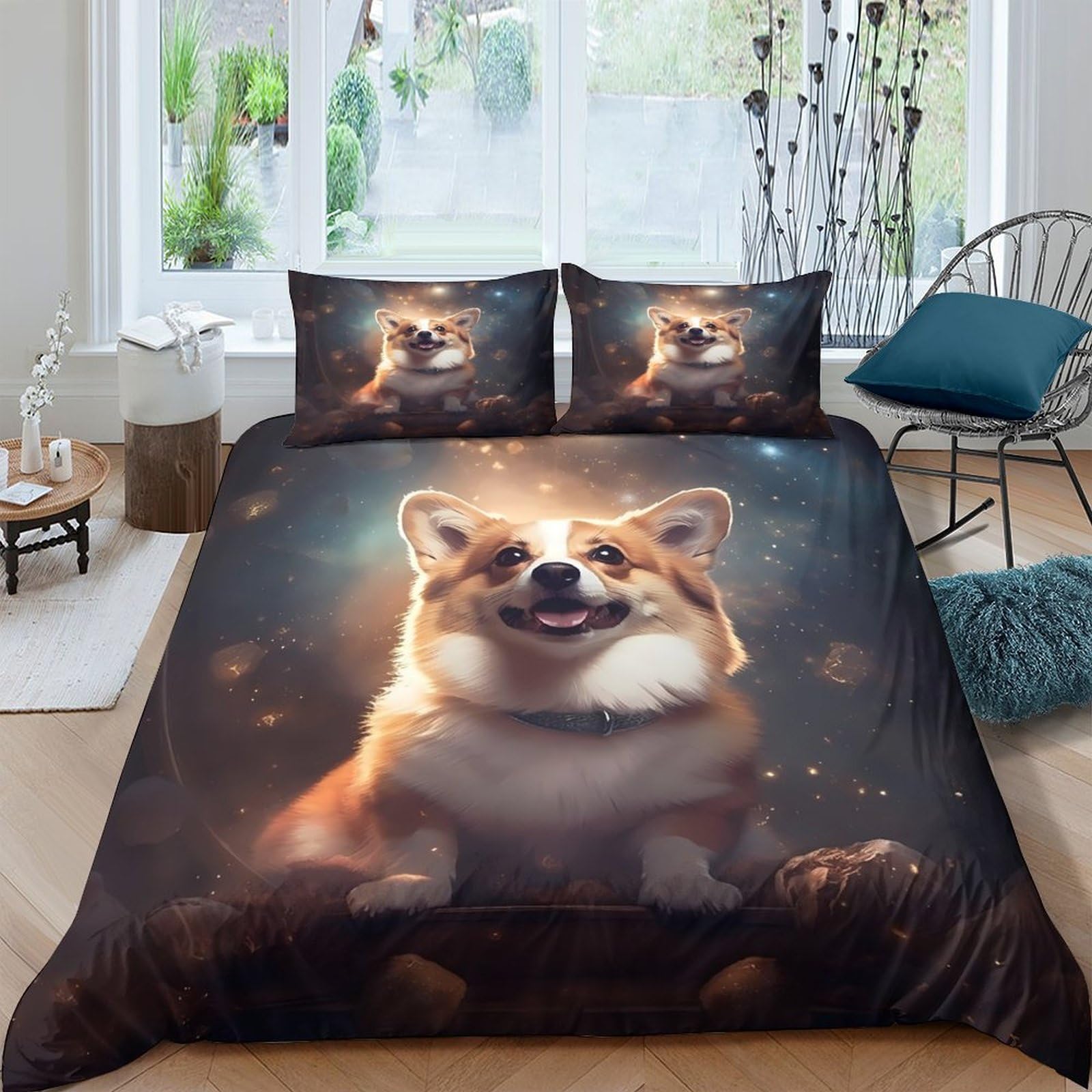 Ctjqhvkz Style-9 3D Printed Shiba Inu Dog Fitted Sheet Microfiber Soft Brown Animal Pattern Mattress Cover For Bedroom Guest Room Single（135X200cm）