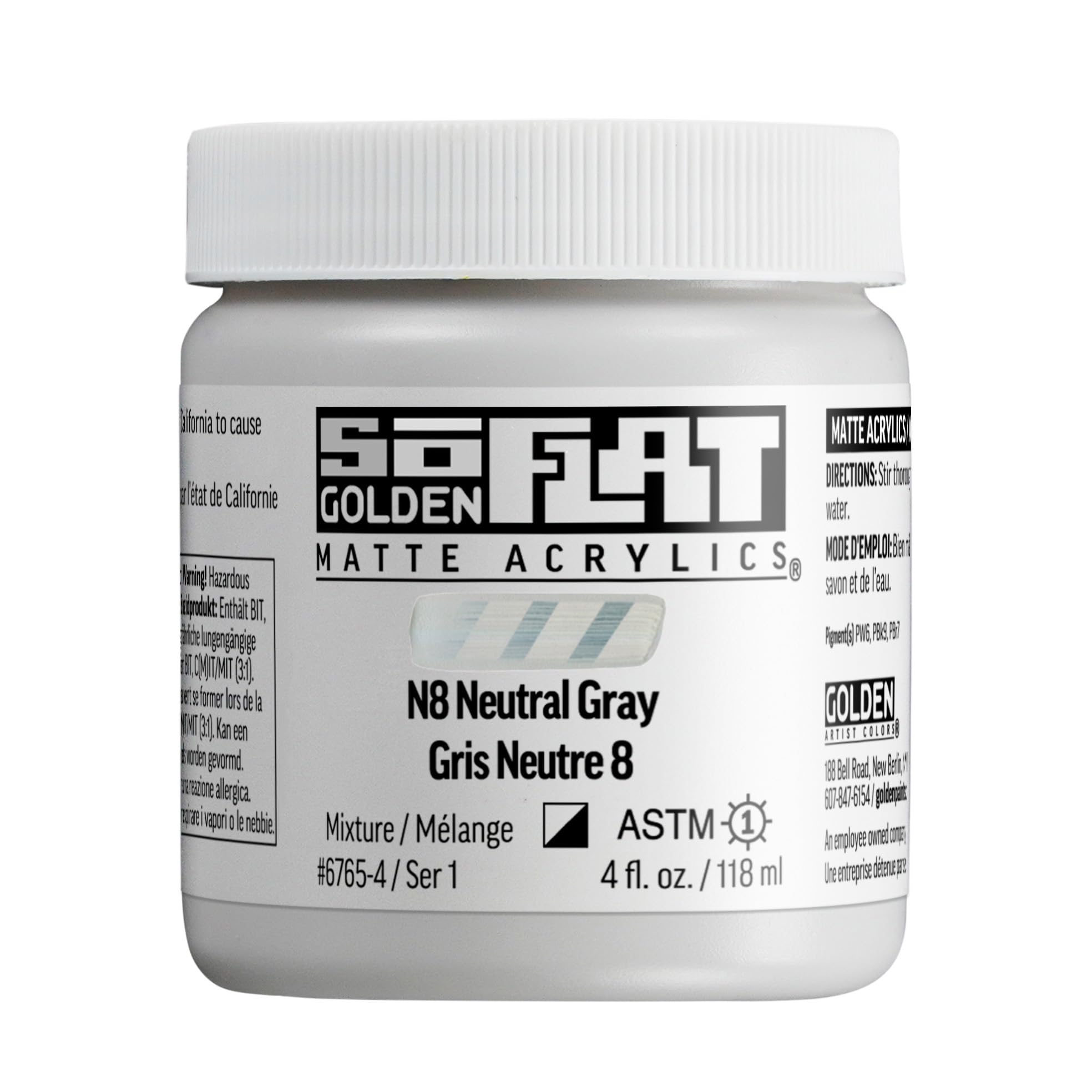 Golden N8 Neutral Gray : Soflat : Matte Acrylic Paint : 118Ml :
