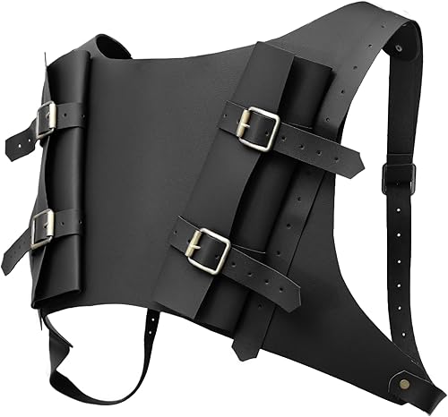 Miniatura 3 de PROCOS Funda medieval de doble espalda espada rana ajustable de cuero PU retro vikingo soporte para la recreación LARP