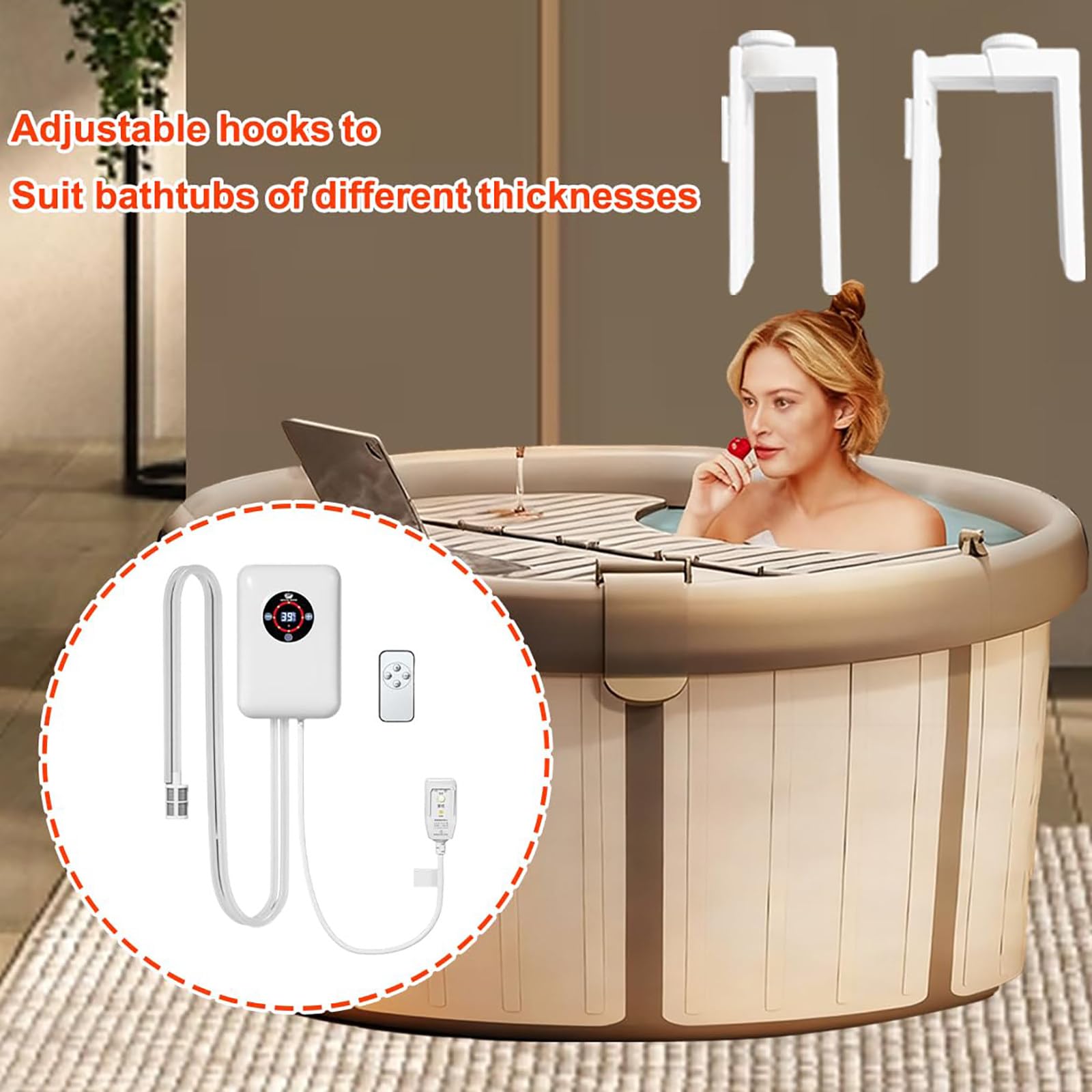 Calentador De Agua De Inmersión De 1200W, Calentador Termostático Específico para Baños, Control De Temperatura De 30 A 43 ℃, Separación De Agua Y Electricidad, con Control Remoto
