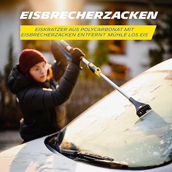 Michelin MC6866 Teleskopik Saplı 3’ü Bir Arada Kar Fırçası ve Buz Kazıyıcı, Silecek Temizleyici, Beyaz, Mavi