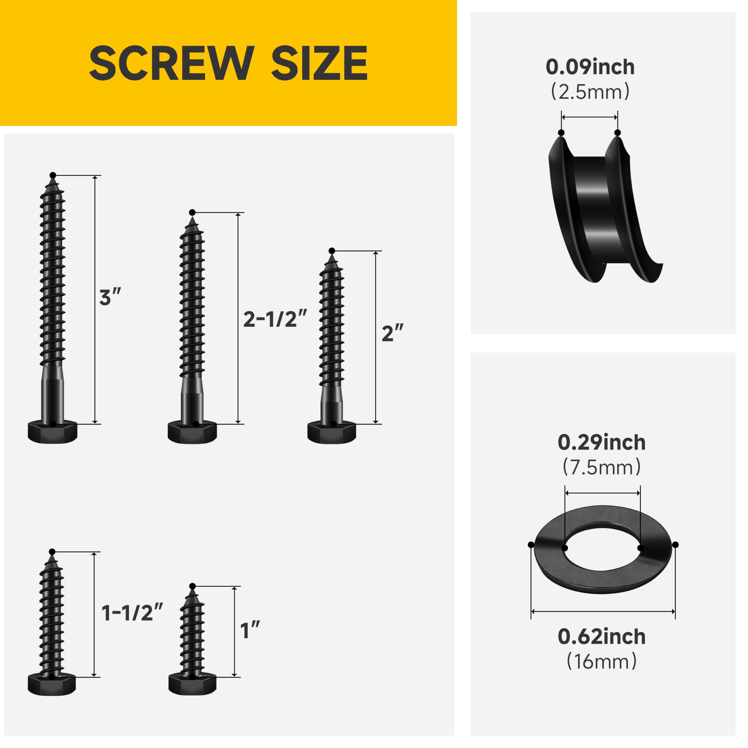 109Pcs Stainless Steel Lag Screws - Heavy Duty Fasteners -2