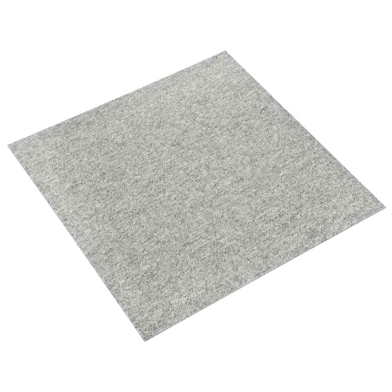 Teppichfliesen Set 20 Stück Hellgrau - 50x50 cm Teppichboden Quadratisch Modul Teppich Fliesen für Innenbereich, Nadelfilz Teppichmatten Auslegeware Büro Wohnzimmer Bodenbelag