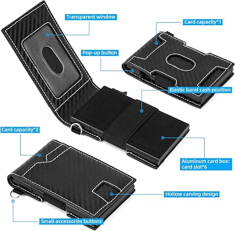 FUNGORGT Slim RFID Wallet For Men - Minimalist Credit Card Holder With Money Clip, Passport Slot & AirTag Leather Sheath