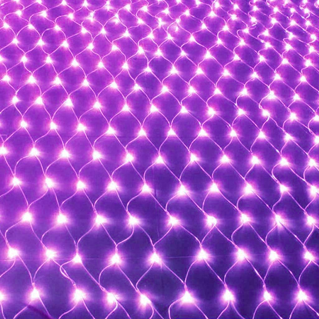Solar Net String Lights,KINGCOO Waterproof 1.5Mx1.5M 96LED Net Mesh Solar Powered Fairy Icicle String Lights for Outdoor Indoor Garden Christmas Wedding Party Decorations (Purple)
