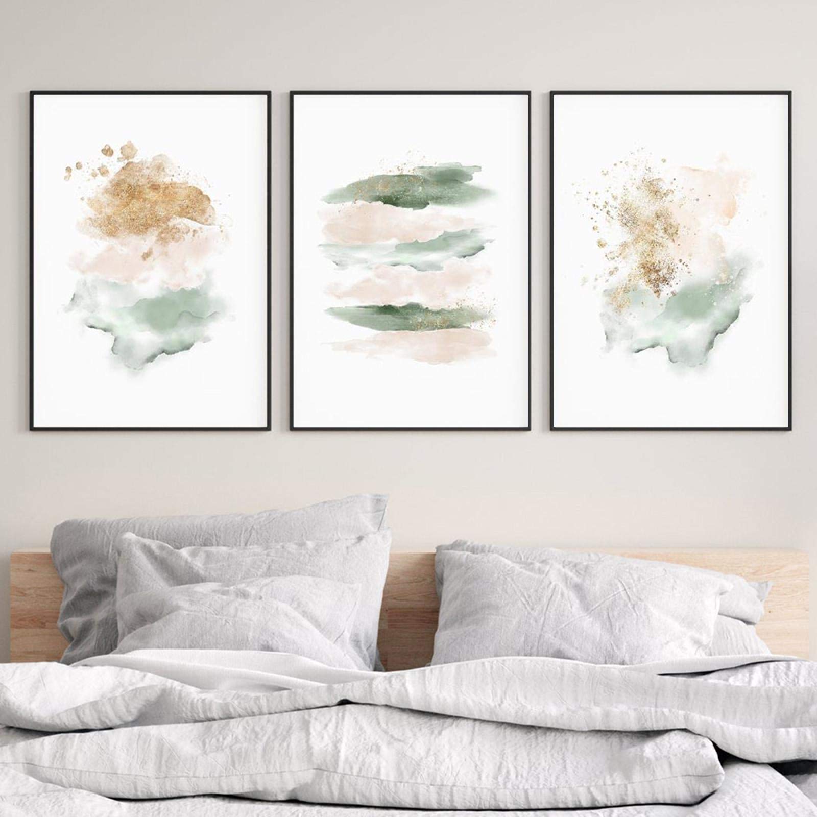Affiche murale grand format salon triptyque abstrait moderne sans cadre - 8