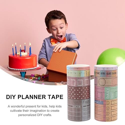 Miniatura 6 de 10 rollos de cinta de calendario mensual para escribir de bricolaje para manualidades de colores brillantes, diseños únicos para diarios de