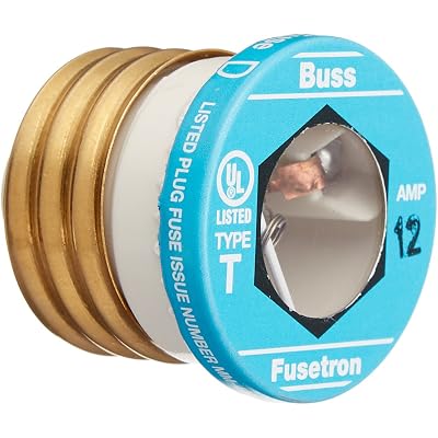 Bussmann BP/T-12 12 Amp Type T Time-Delay Dual-Element Edison Base Plug Fuse 125V Ul ListCarded