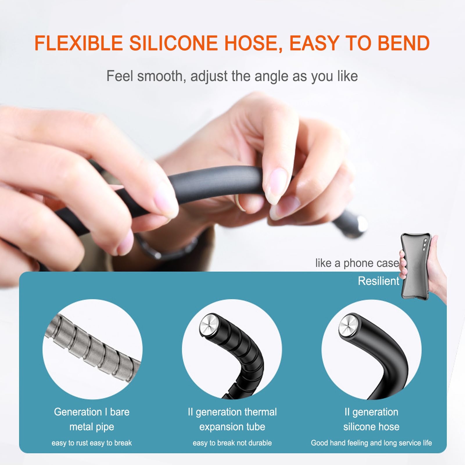 Buhelyc Support De Tablette De Sol, Support TéLéPhone à Col De Cygne Portable, Hauteur RéGlable (43-59,4 Pouces), Mains Libres, pour Ipad, Smartphones Et Tous Les Appareils De 4,6" à 12,9"(Color:001)