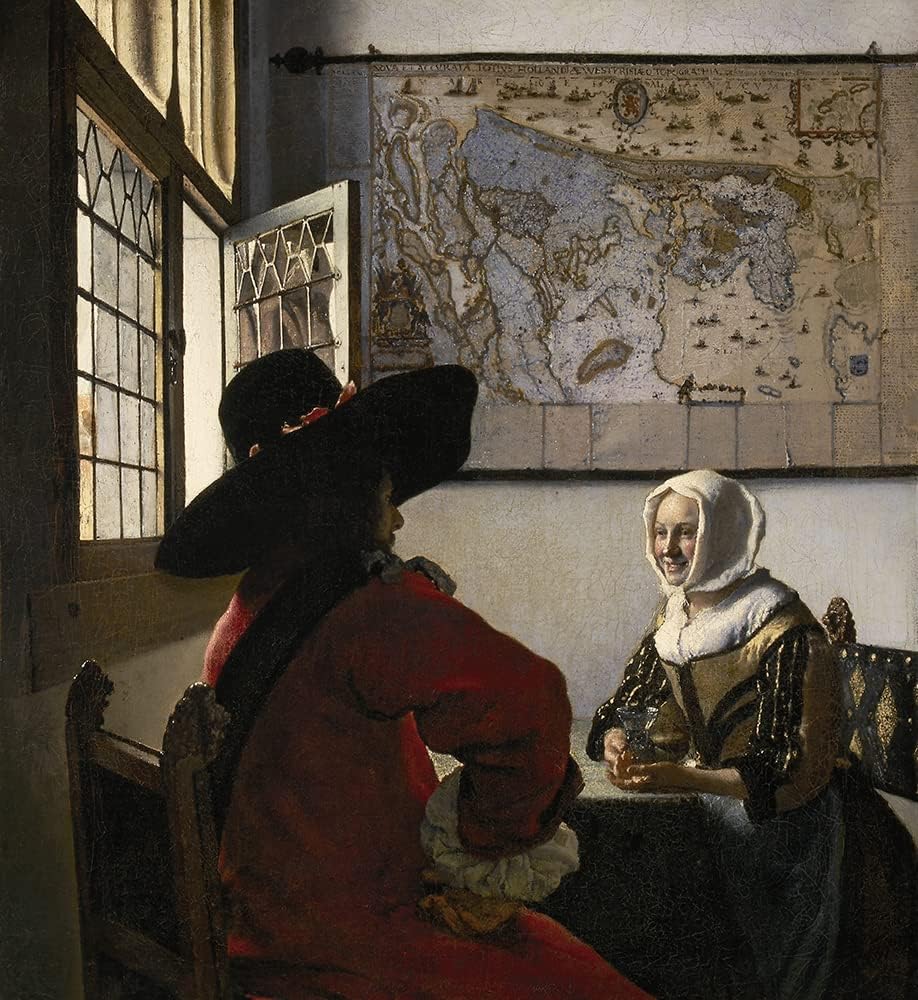 ArtDirect Officer and Laughing Girl (circa 1657) 36x39 UnFramed Museum Art Print Poster Ready for Framing by Johannes Vermeer (Dutch, 1632-1675)