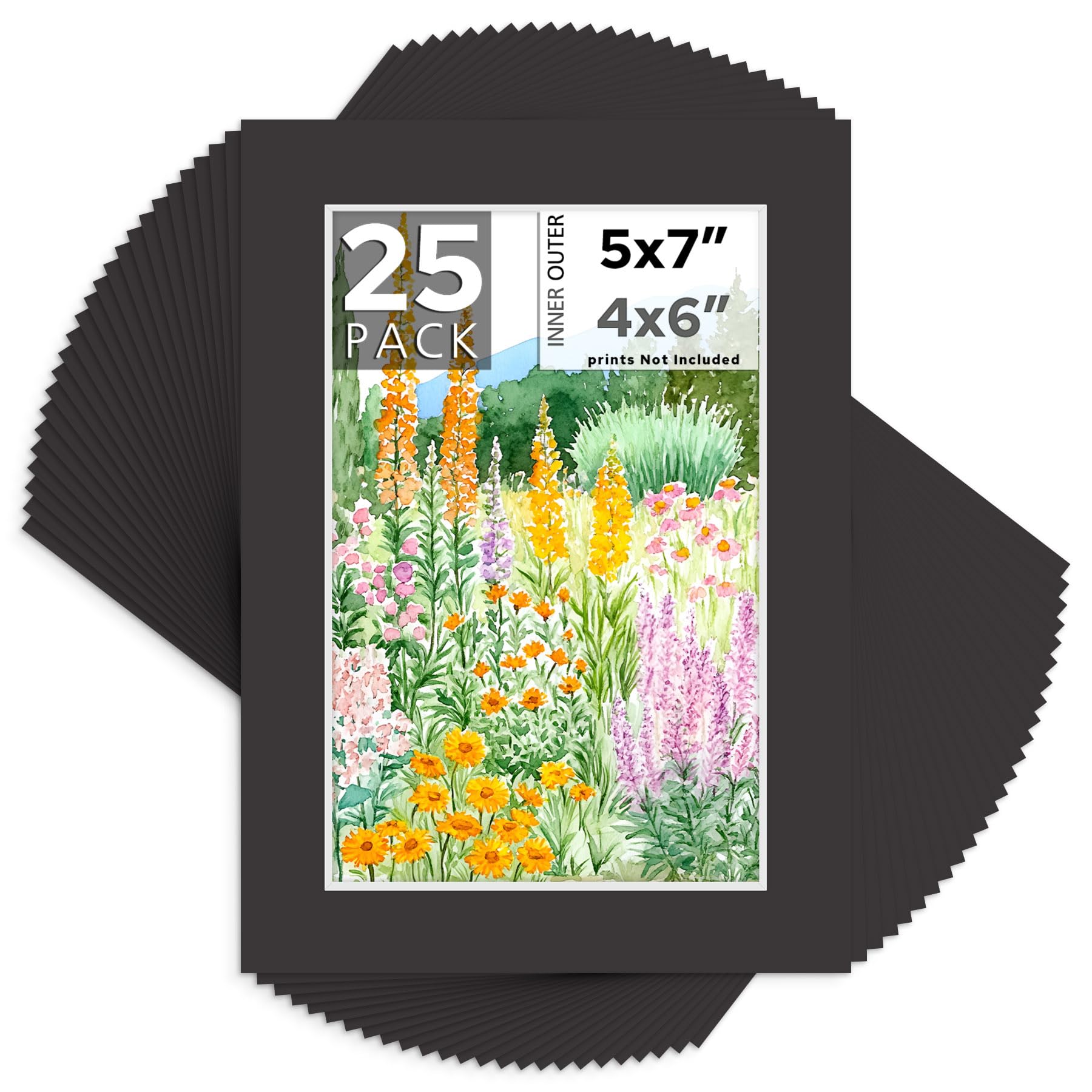 Mat Board Center, Pack of 25, 5x7 Black Picture Mats with White Core for 4x6 Pictures-image-14