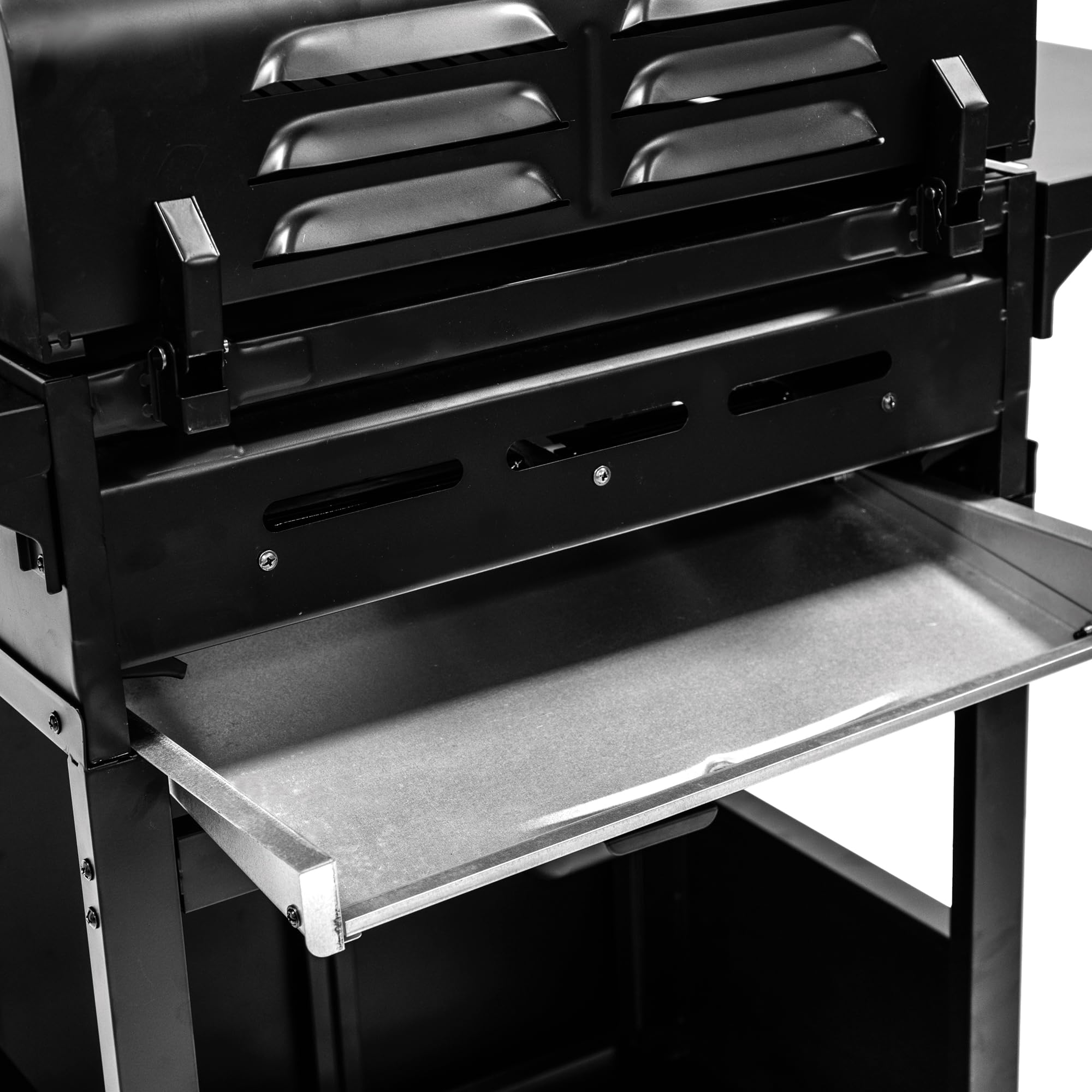 Amig - Barbacoa de gas Fireplus 4+1 de 9,3 kW - Acero inoxidable Negro - Parrilla con ruedas Modelo GRILL-4F - Barbacoa XXL con carro y termómetro - 126x52x103 cm - 5 quemadores y Bandeja lateral