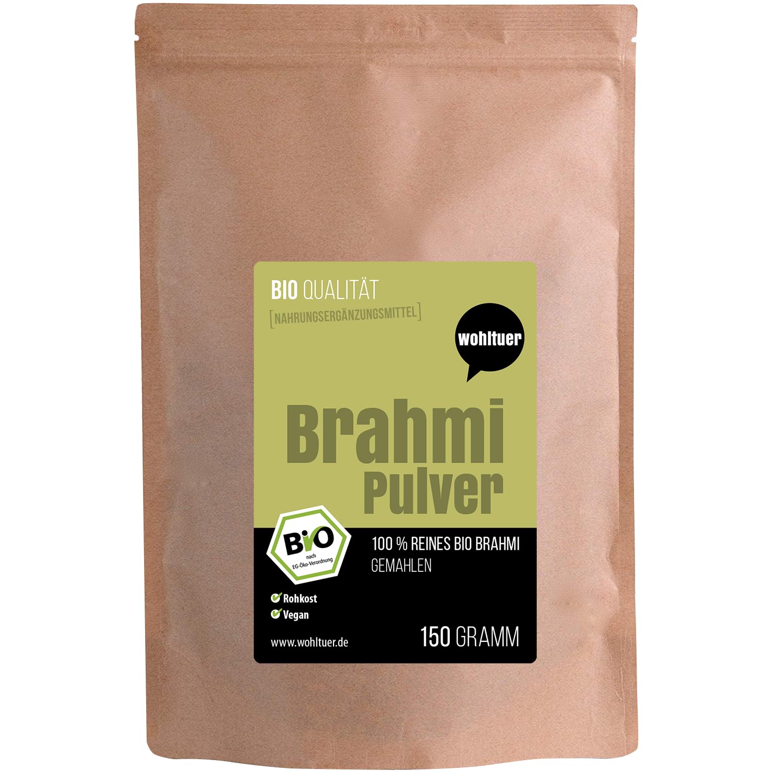 Brahmi Bio Brahmi Poudre 150 g – Bacopa Monnieri – Plante mémoire – 100 % brut & naturel pur sans additifs