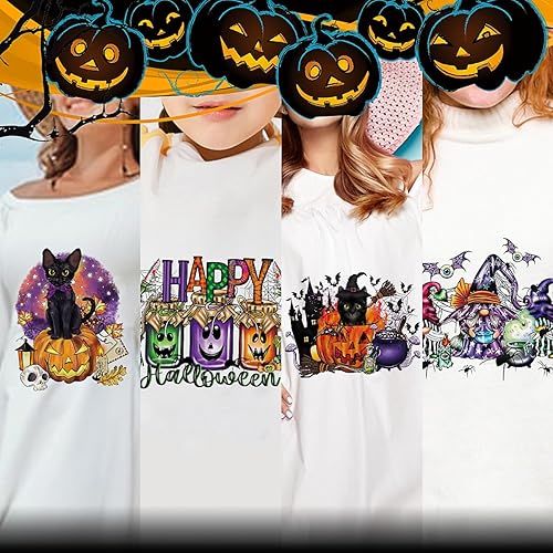 Miniatura 6 de Transferencias para planchar de Halloween para camisetas, Hocus Pocus, parches de hierro de transferencia de calor, globos oculares de terror, gato