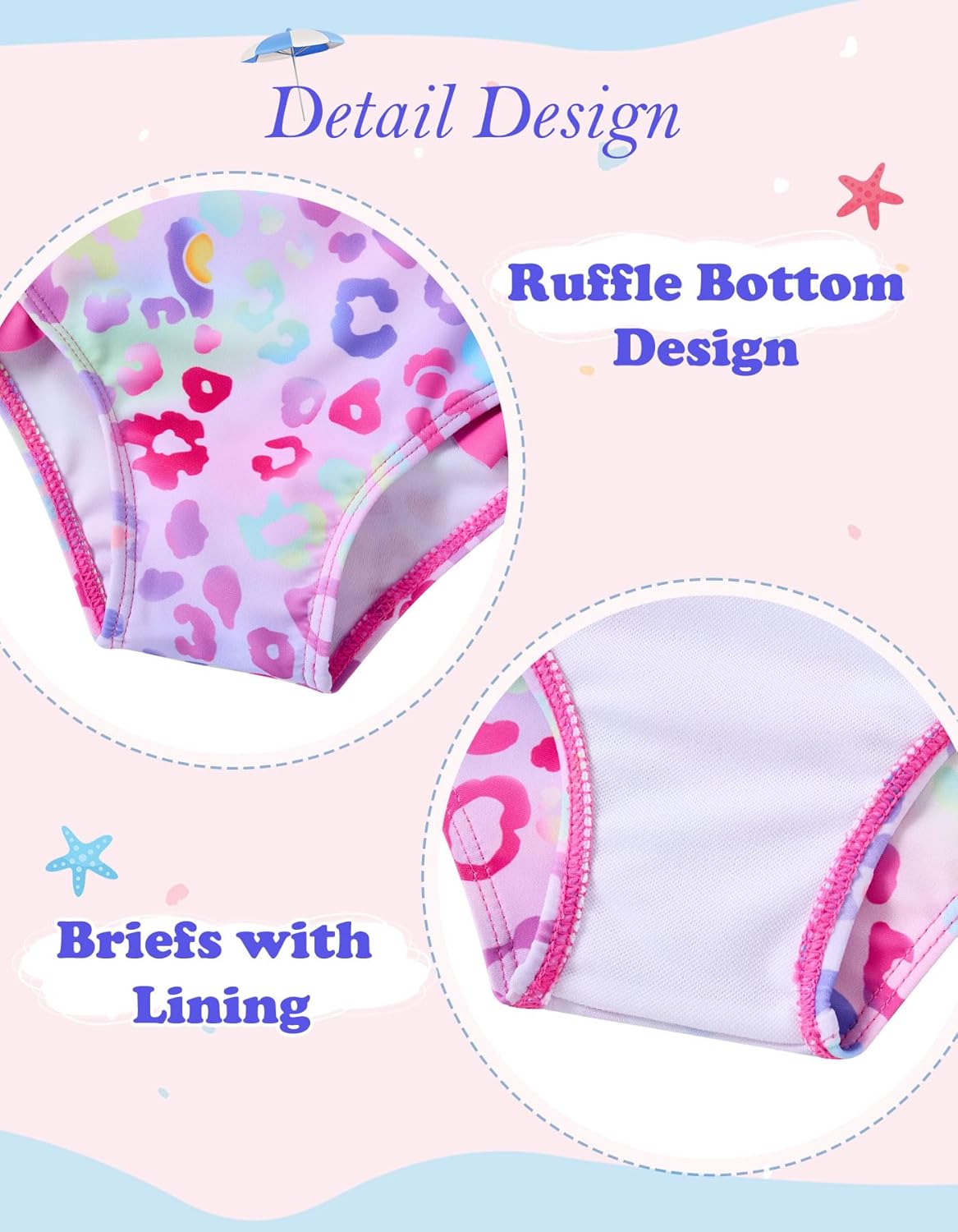 Little Girls Two Piece Mermaid Bikini Set Ruffle Adjustable Summer Beach Bathing Swimsuit 3-7 Years for Kids - Image 5