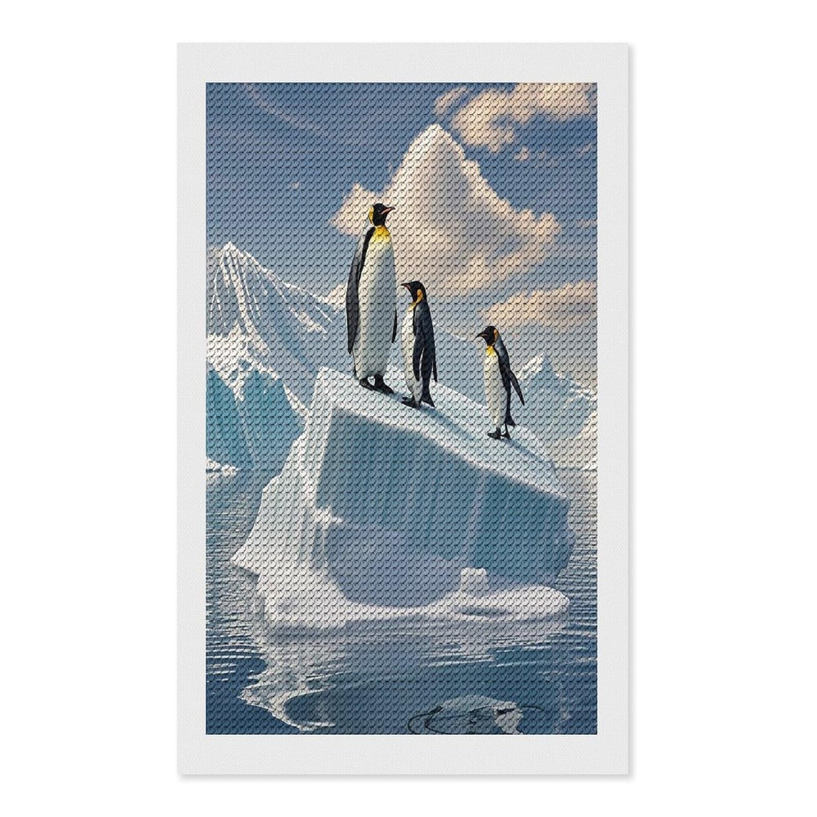 FekiLoot Penguins On The Iceberg Diamond Painting Kits for Adults Full Round Drill Diamond Art Kits for Beginners 5D DIY Diamond Dots Paintings Diamonds Pictures Gem Art Home Wall Decor 12"x20"