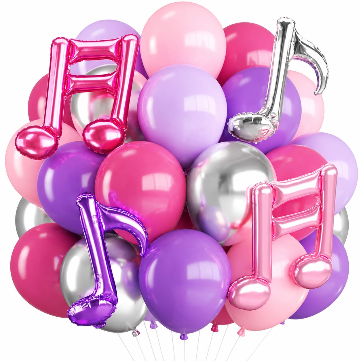 Pink Purple Balloons Music Note for Girls Birthday K-pop Music Dance Party