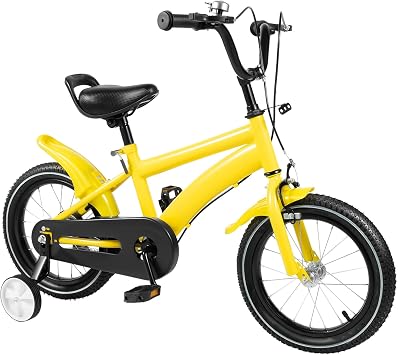 14 Inch Children's Bicycle, with Training Wheel Stabilisers, Girls Boys Outdoor Cycling Bicycle,Removable Stabilisers, Carbon Steel with Adjustable Seat, for 3-6 Years Old