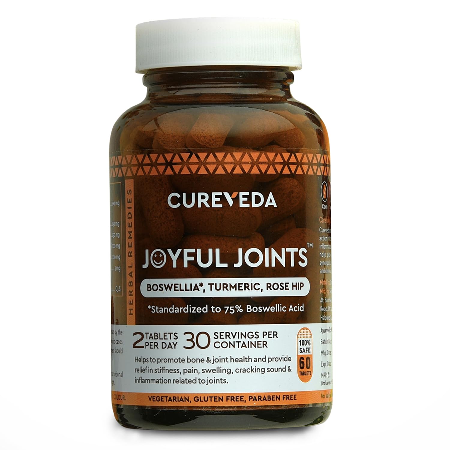 Cureveda Herbal Joyful Joint Support Supplement Tablets For Bone,Joint Wellness (60 Tablets)