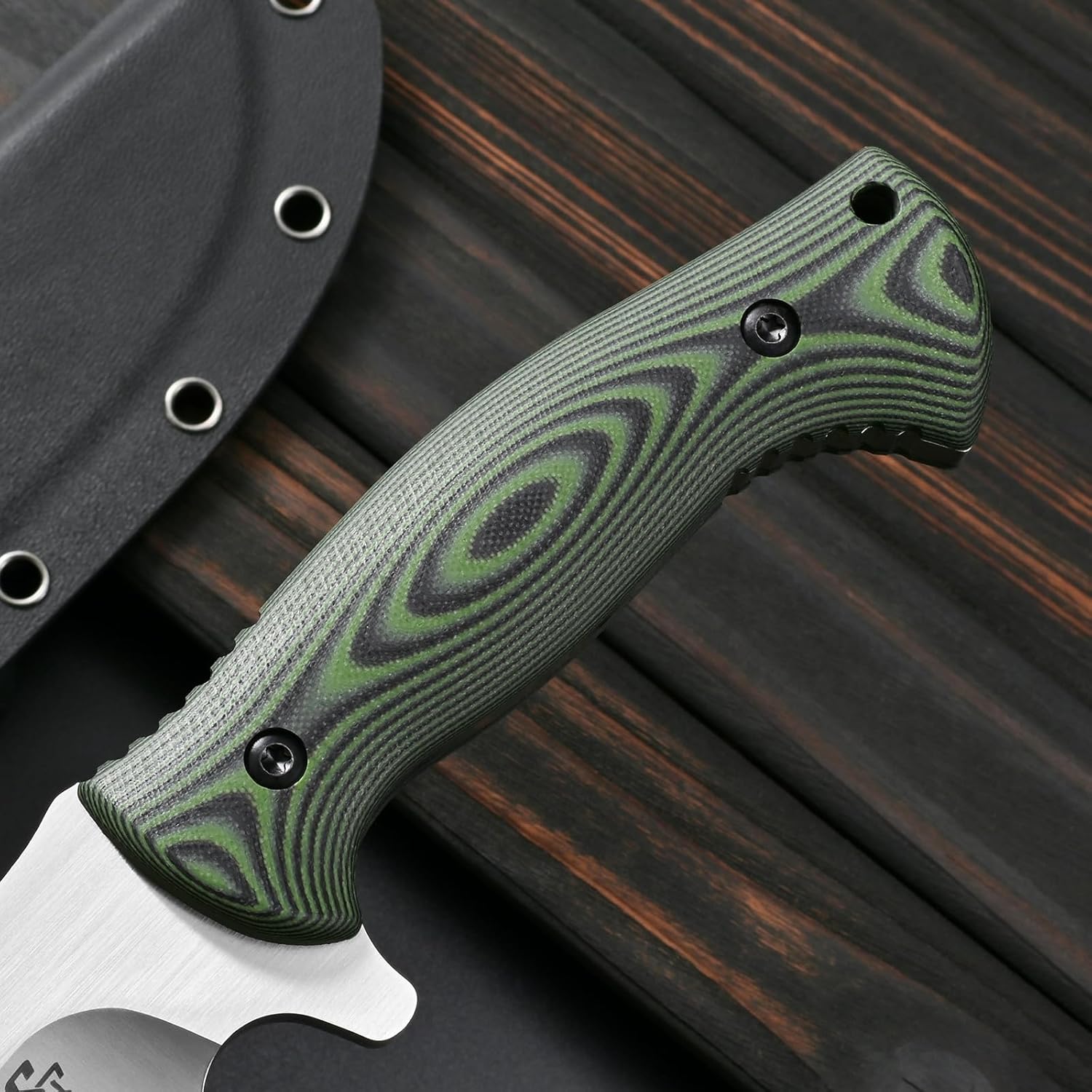 Sitivien ST21 Fixed Blade Knife 8mm Thick AUS-10 Stainless Steel Blade Full Tang Two Tone G10 Handle EDC Fixed Knifes for Outdoor Camping Field Living(Silver)