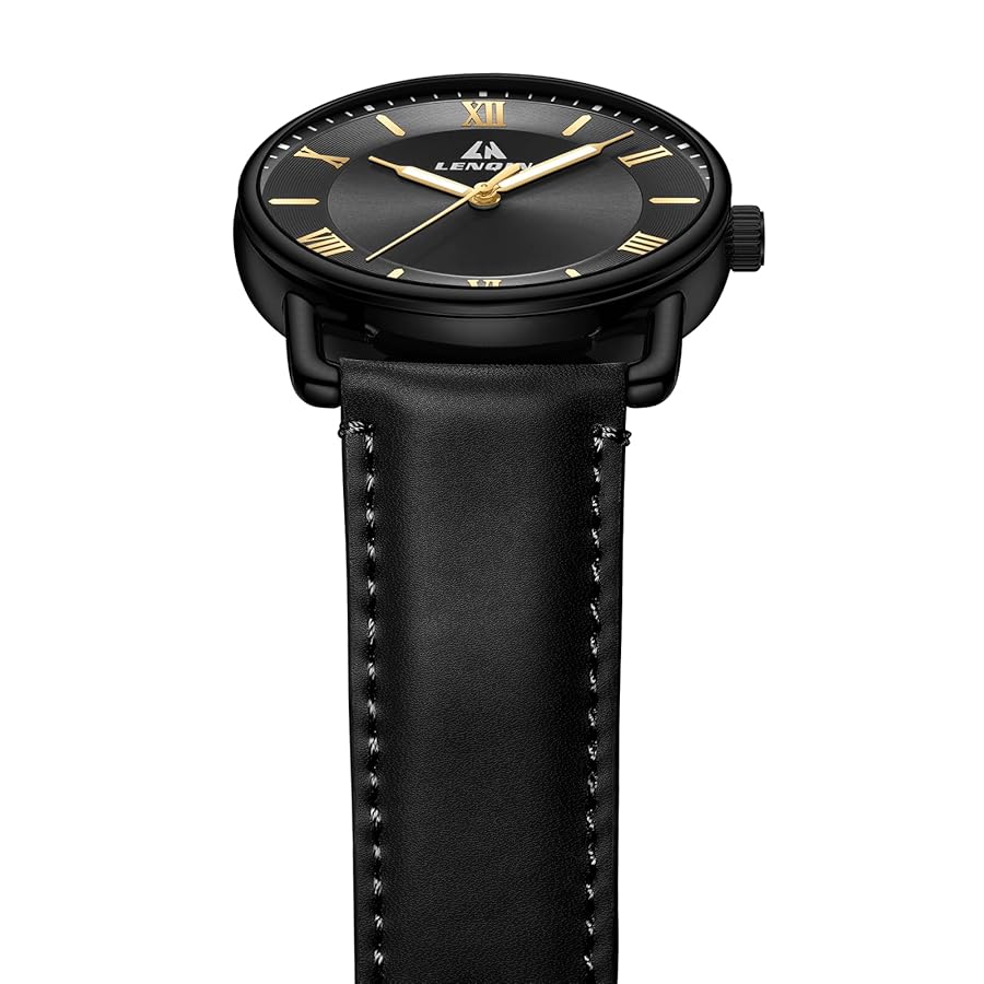 Orologio Da Polso Uomo Con Numeri Romani - Quadrante Analogico, Cinturino In Pelle, Impermeabile 30M