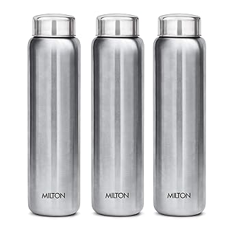 Milton Aqua 1000 Stainless Steel Water Bottle, Set of 3, 950 ml, Silver