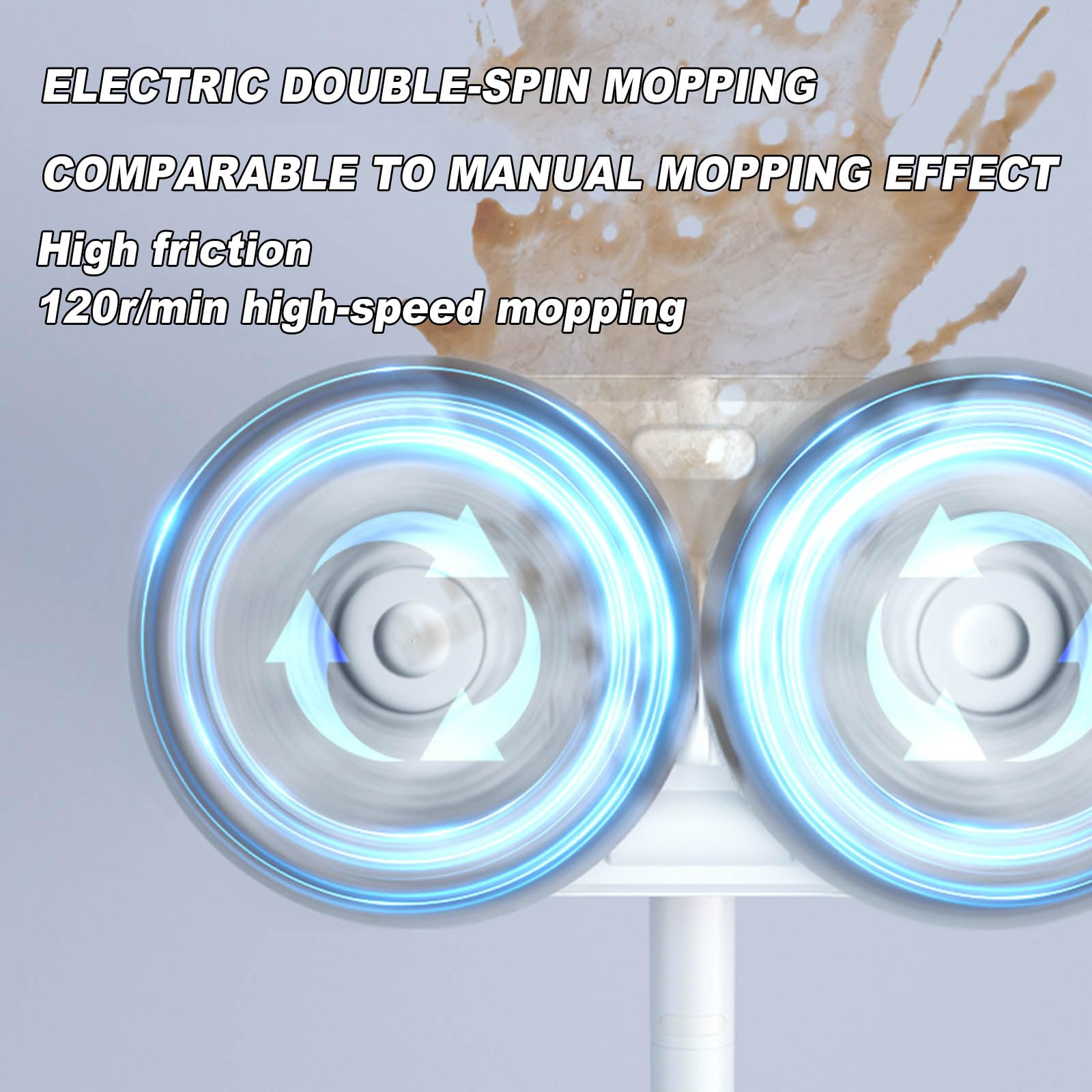 Bezprzewodowy elektryczny mop spinningowy, przenośny mop akumulatorowy, z 4 podkładkami do szorowania podłogowego/funkcją samoczyszczenia, do drewna, marmuru, płytek podłogowych