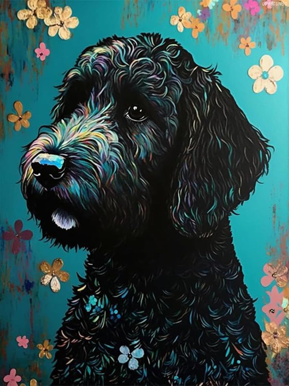 UPABLUNSO Black Golden Doodle Diamond Painting Kits for Adults, Funny Animals 5D DIY Diamond Art Kits Full Drill Diamond for Gift Wall Decor Gem Arts 12x16inch