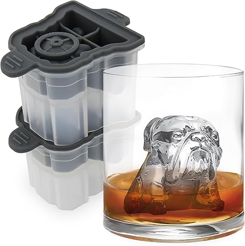 Tovolo Moldes de hielo en forma de bulldog, juego de 2 moldes de hielo grandes, regalo ideal para los amantes de los perros, moldes de hielo únicos