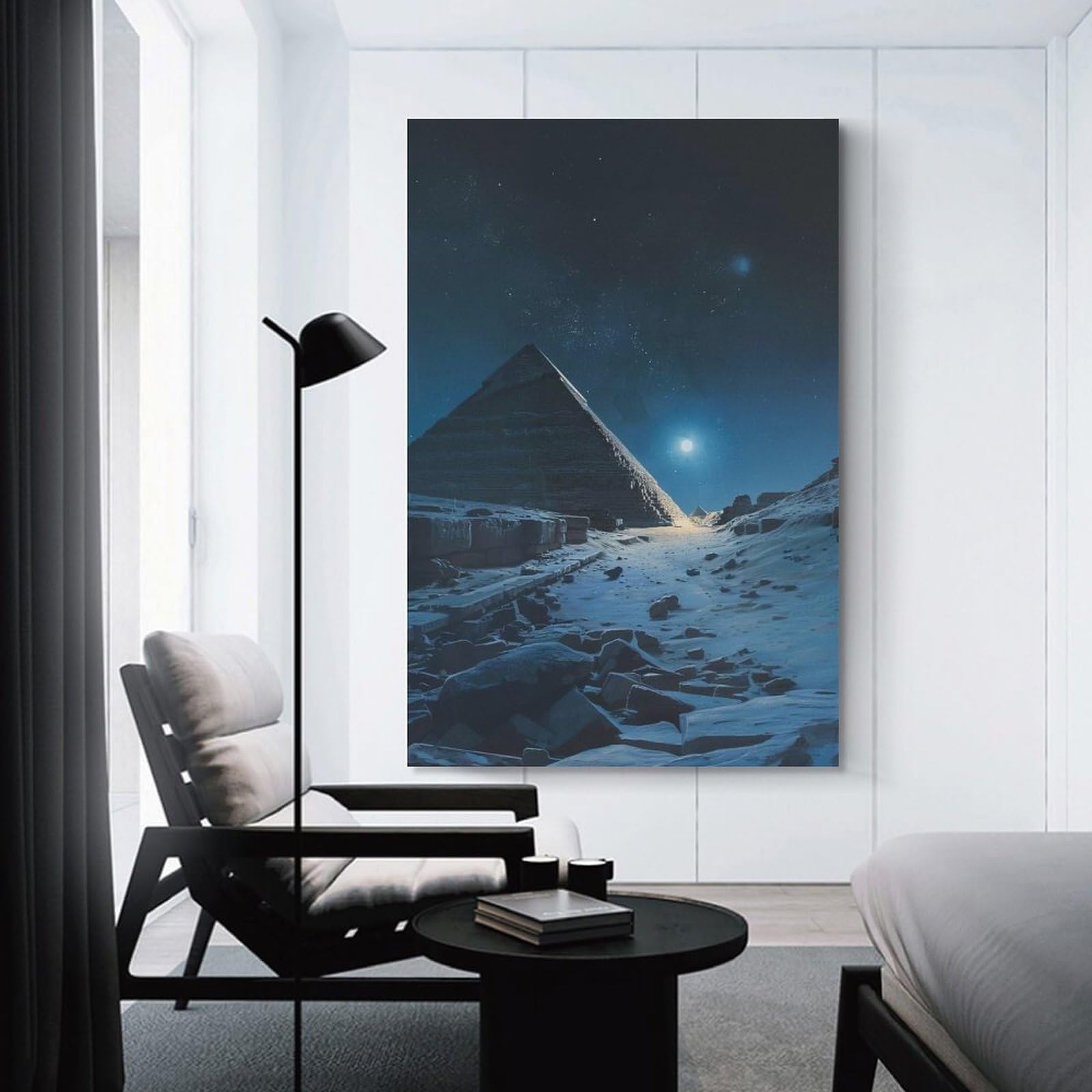 Junmoney Moonlit Pyramid Decorative Wall Artwork 20x30inch(50x75cm), for Living Room, Lounge Or Sitting Room, A Home Accent with Warm Character