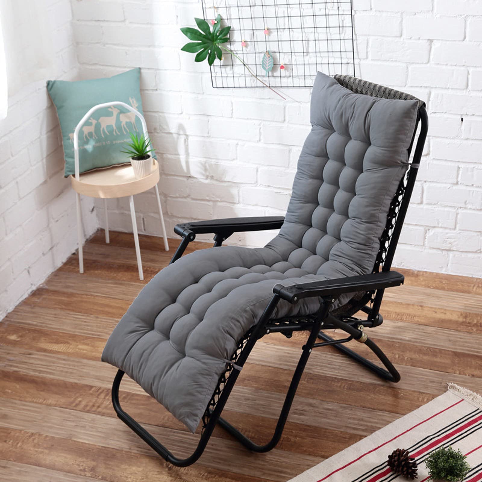 ADSEA Indoor Bench Cushion,Solid Color Lounger Patio Cushion,Soft High Back Reclining Chair Cushion,With Ties For Patio Chairs-Grey 110x40x8cm(43x16x3inch) โ image 1