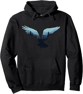 Beautiful Flying Eagle Night Sky Forest Bird Silhouette Pullover Hoodie