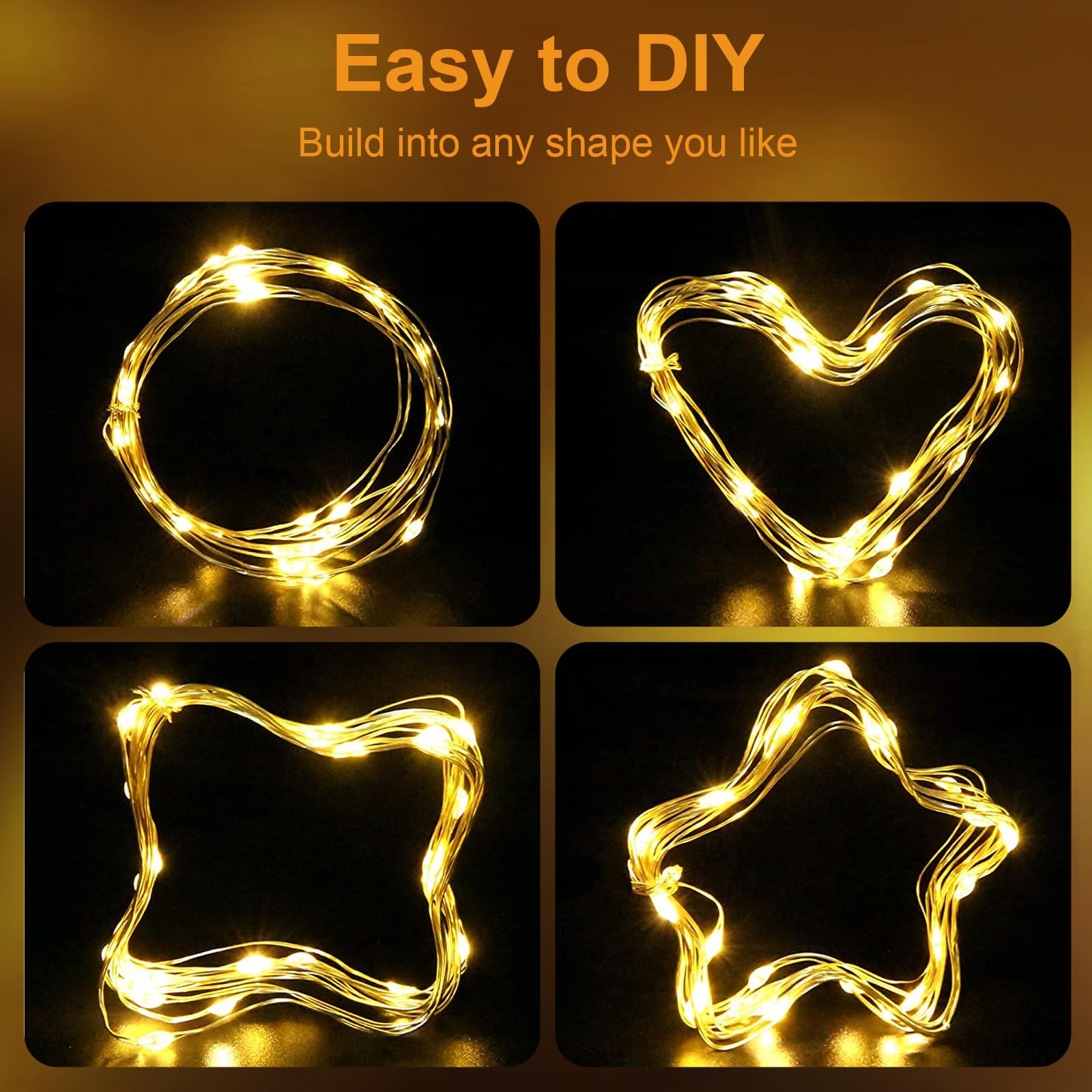 6 piezas Guirnalda luces led pilas,con temporizador 3M 30 LED micro alambre de cobre funcionamiento a pilas para interior decoración para fiesta jardín Navidad boda árbol dormitorio blanco cálido