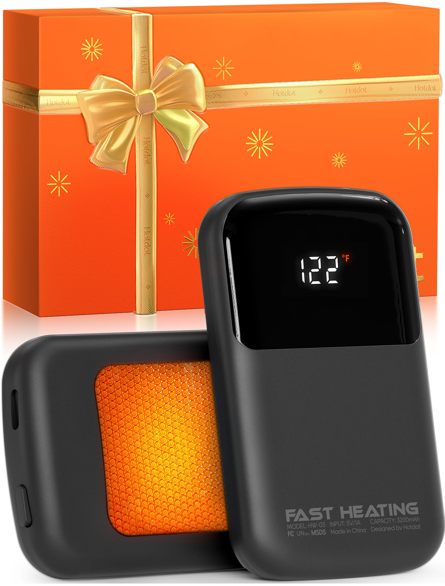 Rechargeable Hand Warmers 6400mAh with Temp & Battery Display, Pocket Electric Heater Gift for Men & Women, Office, Travel, Summer AC Use