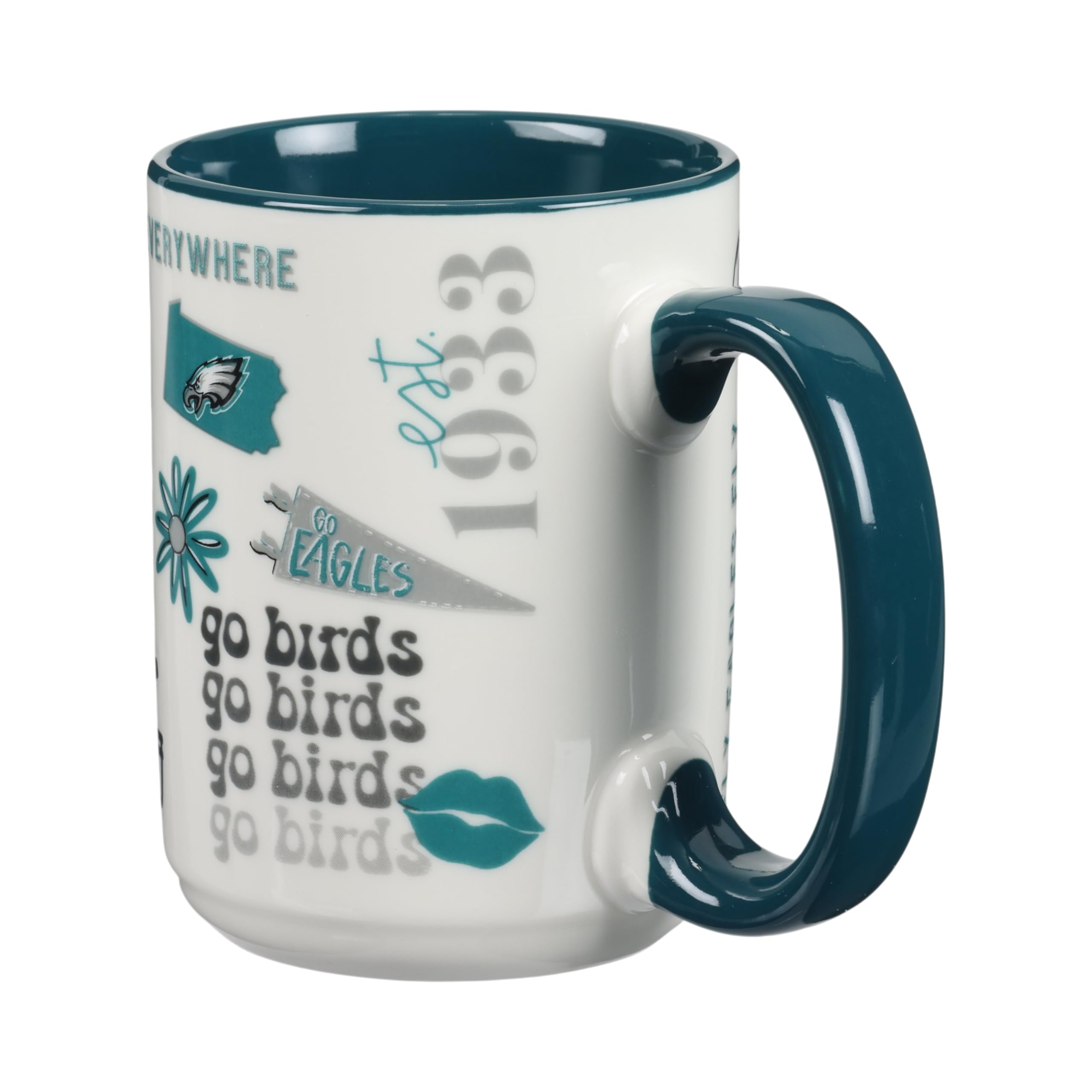 The Memory Company Taza de cerámica con licencia oficial de la NFL de 15 onzas, taza de café perfecta para los fanáticos del fútbol americano